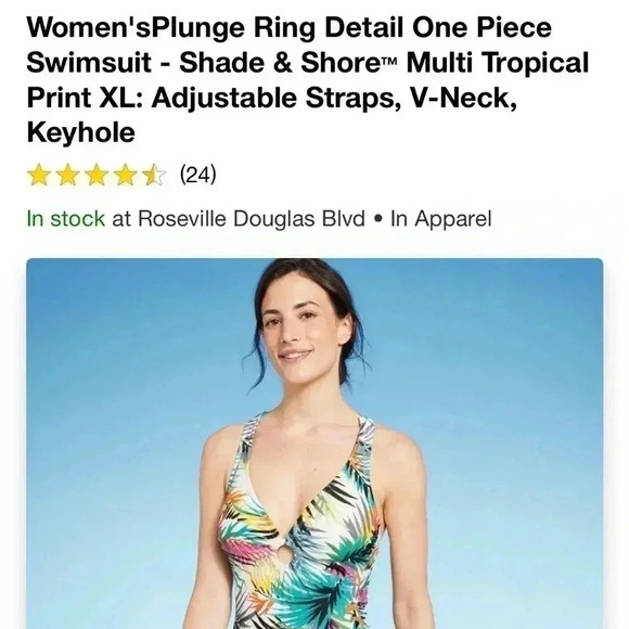 NWT Women'sPlunge Ring Detail One Piece
Swimsuit - Shade & Shore XL - Picture 5 of 5
